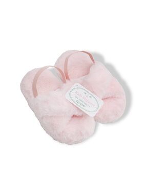 Kids Plush Pink Criss Cross Slippers by Target Bullseye Playground Kids Size 5-7